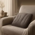 Une illustration premium montrant un coussin chauffant utilisé pour apporter une chaleur localisée et confortable. L’image évoque le soulagement ciblé, la simplicité d’usage et l’ambiance hivernale.